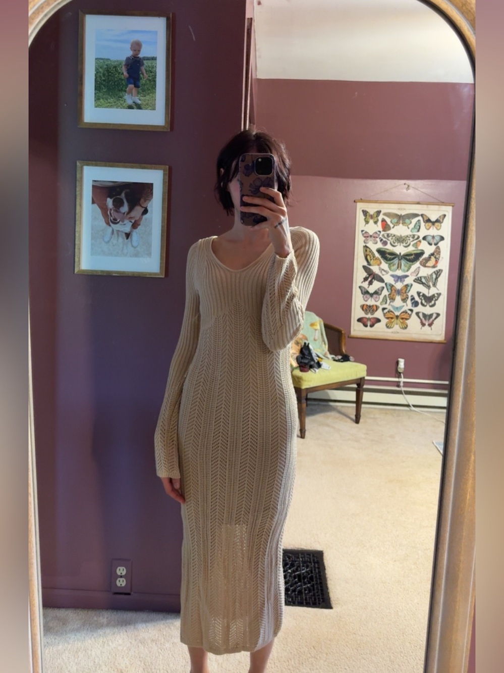 Freshman Cream Knit Maxi Dress